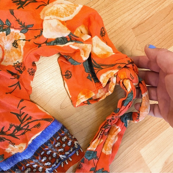 Free People Orange & Flowers Tie Crop Cardigan - Picture 6 of 9